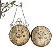 LIPINGJING0201 Vintage Outdoor Metal Wall Clock,Double Sided Bird Wall Mount Hanging Decor Clock for Living Room,Bedroom,Kitchen