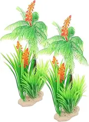 2pcs Artificial Coconut Tree Fish Tank Green Ornaments Fish Bowl Pour Aquarium Plant Holder Underwater Tree Plant Aquarium Palm Tree Sandbox Models Aquarium Plants Decor Plastic ORFOFE