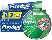 [Fixodent] Food Seal Plus Scope Denture Adhesive Cream Twin Pack, 4 Oz