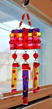 Fused Red Glass Suncatcher Handmade Suncatcher