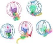 BUGUUYO 5Pcs Plush Mouse for Cats Interactive Cage Rat Balls Soft and Durable Pet Playthings Stimulate Natural Instincts Fun Teasing for Kittens and Adult Cats Random Color