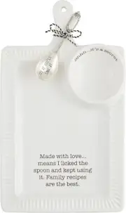 Mud Pie dish 15 1/4" x 9" | spoon 5 1/2" Family Recipe Chip N Dip, Whitw