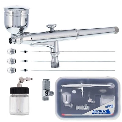 Master Airbrush SB844-SET Universal Precision Dual-Action Side Bowl Gravity & Sy