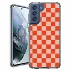 For Samsung Galaxy S20 S21 S23 S24 FE 5g TPU Case+Glass(Checker Pumpkin)