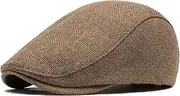 [QOHNK] Cotton and Linen Beret Hats for Men Solid Color Simple Flat Cap Fashion Casual Forward Hat Outdoor Sun Protection Visor