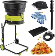 Electric Leaf Mulcher Garden Shredder, 8000rpm Chippers with 54cm Funnel Diameter, 2500W Compost Shredder Leaf Crusher with Wheels,Leaf Rake, Storage Bag, for Yard Cleanup, Composting