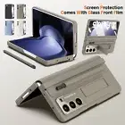For Samsung Galaxy Z Fold 6 5 4 Hinge Screen Protect Leather Stand Case w/S Pen