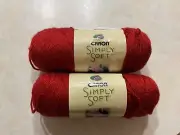 Caron Yarn SIMPLY SOFT - 6oz / 170g Medium Autumn Red 2 Skeins