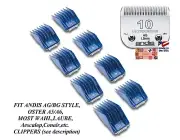 ANDIS 8 pc Guide CLIP SNAP ON COMB&ULTRAEDGE 10 BLADE*FitMany Oster,Wahl Clipper