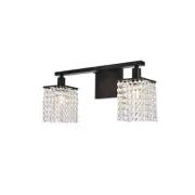Living District Phineas 2 Light Vanity, Black/Clear - LD7008BK