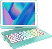 Keyboard Case for iPad 9th Generation,10 Color Backlight iPad Keyboard for 10.2-inch 9th /8th /7th /Air 3/Pro 10.5-inch,360° Rotatable Protective Cover with Apple Pencil Holder(Lake Blue)