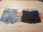 2 New Boy's Size 12 Month Jean Shorts, Gray And Black By Wonder Nation
