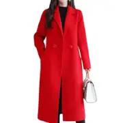 Women's Classic Lapel Overcoat - Winter & Autumn Outerwear Jsir XL Red