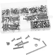 JEWEDECO 260pcs Screw Kit Nuts Bolt Metric Bolts Countersunk Screws Countersunk Nut Silver Carbon Steel