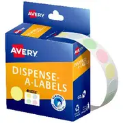 Avery Dispenser Dot Stickers 14mm 600 Pack Assorted Pastel