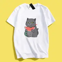 在飛比找蝦皮商城優惠-JZ TEE 貓咪-吃西瓜 短袖T恤衣服 男女通用版型上衣