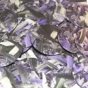 Sequin Round 1.5" Purple Silver Bird Feathers Print Metallic