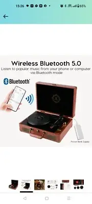 Record Player Vinyl JDR Turntable with Bluetooth Speakers 3-Speed Portable...