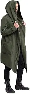 [Gloomia] Men's Long Hooded Overcoat Solid Color Cloak Longline Hoodies Cardigan Outwear Jackets Sweatshirt