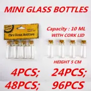 10ml Craft Mini Small Tiny Clear Glass Bottles Jar Cork lid Stopper Vials DIY