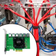 PCI-E X4 to 6 Port USB 3.0 20Gb Adapter Riser Card Extender Board for BTC Mining