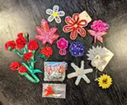 Lot of 22 Multicolor Floral Flower Beaded Sequined Sew-On Applique Crafts VTG