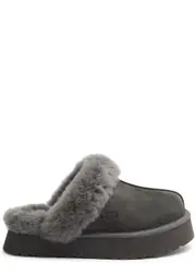 Ugg Disquette Suede Flatform Slippers , Slippers, Slip on, Charcoal - 3 3