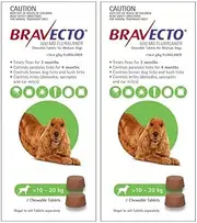 BRAVECTO Flea and Tick Treatment, Medium Dogs 10-20 kg 4 Chewable Tablets 3 Month Protection