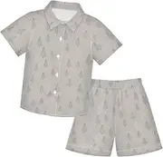 [Caihoyu] Little & Big Boy's Short Sleeve Button Down Tops + Shorts Set Toddler Baby Boy Outfit Infant Little Boy Gift