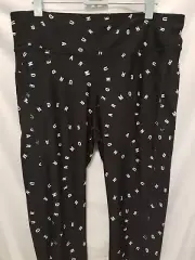 Under Armour UA Capris Leggings 2XL Black LOGO Heat Gear Mid Rise Yoga AOP