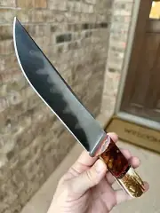 New Medina Camp Knives Loveless Style Bowie Coffin Stag Hamon Fixed Blade Knife