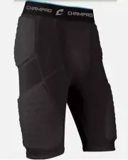 Champro Men's Tri-Flex Protection Padded Black Compression Shorts Size M