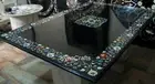 48 x 72 Inches Marble Dining Table Top Shiny Gemstone Inlay Work Meeting Table