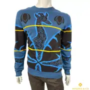 Louis Vuitton Chapman Men's Blue Cotton Giraffe Crewneck Sweater size XL