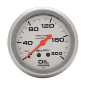 Auto Meter Pro Comp 2-5/8in Silver Liq-Fill Oil 0-200 PSI