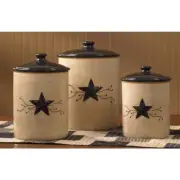 3-Piece Ceramic Canister Set with Matching Airtight Lids Storage Star Vine Beige