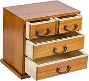 Wooden Desktop Storage Box with 4 Drawers, Document Rack Solid Wood 3-Layer Storage Box, Small Drawer Cabinet with A4 Paper (Color : A, Size : 24.5×16×22.5cm)