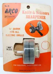 VTG Arco Knife & Scissors Sharpener #30 1/4" Shank Fits All Electric Drills NOS