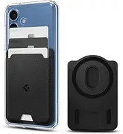 SPIGEN Urban Fit MagFit for Galaxy S25 Series/S24 FE/Plus/Ultra/S23 FE/Pixel/iPhone MagSafe Case Card Holder, Built-in Magnetic Ring, Fabric Coating Anti Slip Up to 3 Cards Phone Wallet - Black