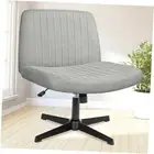 Criss Cross Chair No Wheels Armless Cross Legged Office Desk Wide Comfy Grey