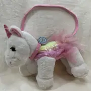 Girls Poochie & Co Company Unicorn Ballerina Plush Purse Sparkly Pink Sequin New