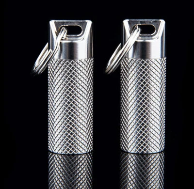 45*15mm Titanium Mini Waterproof Pill Box Case Bottle Storage EDC Keychain Tool