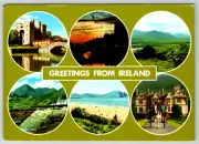 c1980s Greetings from Ireland Postcard Ennis Killarney Champaign IL Continental