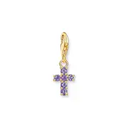 Buy Gold Cross Charm Pendant with amethyst-coloured stones by Thomas Sabo online - THOMAS SABO Australia