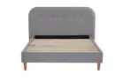 Design Square Boucle Fabric Modern Bed Frame With Headboard Double Size - Light