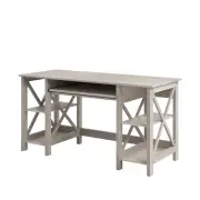 Maestro Furniture Suzy Home Office Computer Writing Working Desk W/ Open Shelves Washed Grey