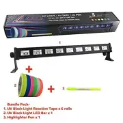 GreyParrot LED UV Blacklight Bar & 6 rolls Reactive Tape Glow in The Dark Party