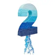 BLUE PANDA Number 2 Pinata - Pull String Pinata for Boys 2nd Birthday Party D...