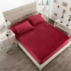 3 PC Velvet Emperor Burgundy 18" Deep Pocket 1 Fitted Sheet & 2 Pillow Cover
