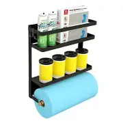 Paper Towel Holder with Shelf, 2-in-1 Magnetic Shelf, Heavy Duty Rustic Paper